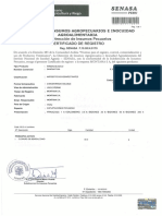 Certificado de registro SENASA Saniquat 500