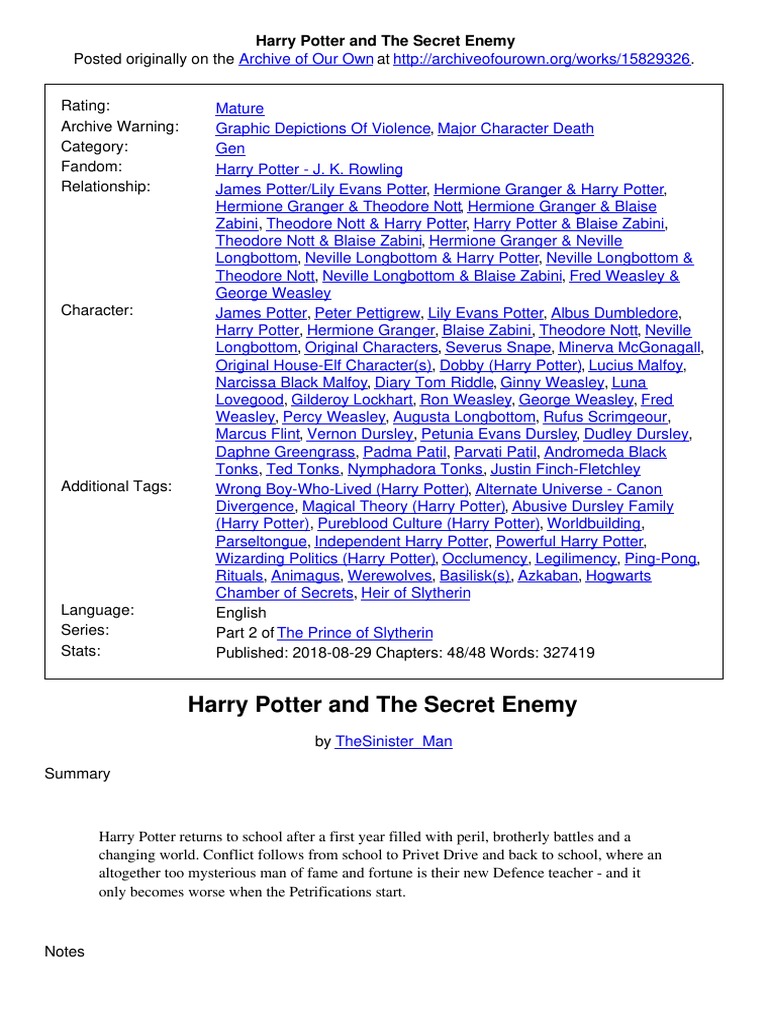 Harry Potter and The PDF Fictional Universes Fantasy