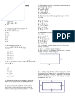 Lista de exercícios de álgebra