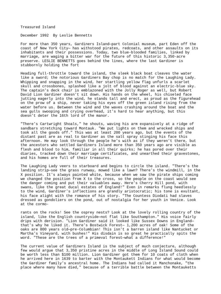 Gardiner Island PDF Treasure