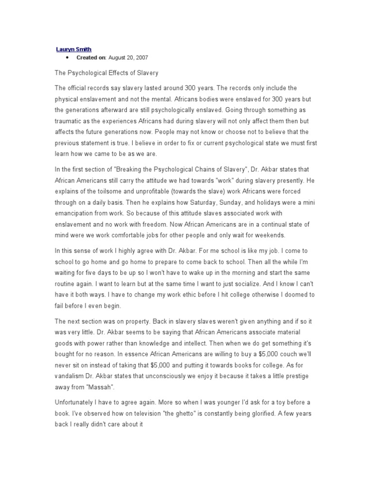 Papers on breaking the chains of psychological slavery research essays 05 image