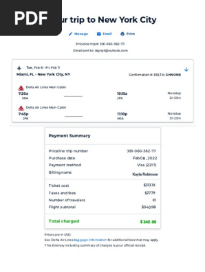 flight itinerary