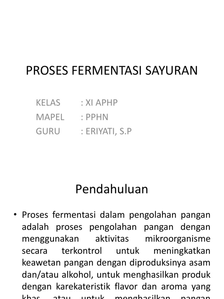 Proses Fermentasi Sayuran dan Produk | PDF