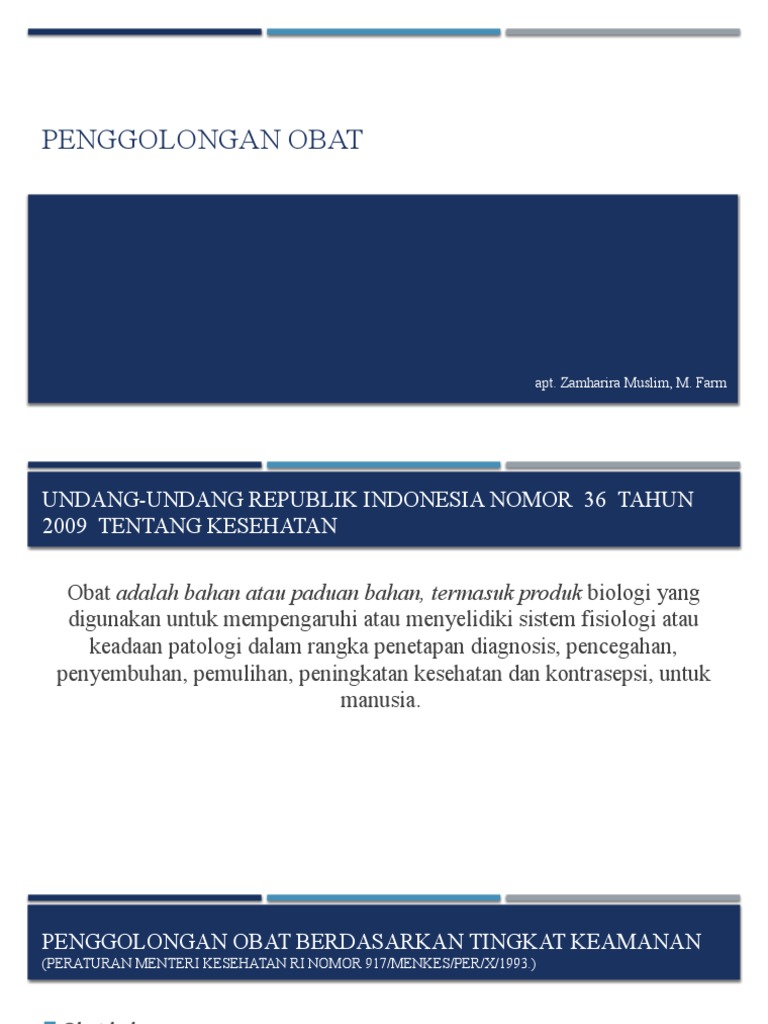 Klasifikasi Obat Berdasarkan Tingkat Kemasan dan Jenis | PDF