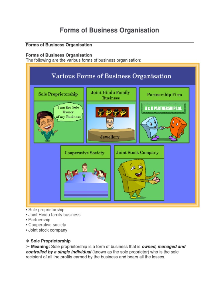 Forms of Business Organisation An InDepth Look at Sole