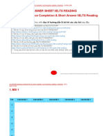 ANSWER SHEET IELTS READING - CHUYÊN ĐỀ SENTENCE COMPLETION & SHORT ANSWER IELTS GENERAL TRAINING READING