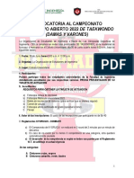 Convocatoria Al Campeonato Facultativo Abierto de Taekwondo (Damas y Varones)