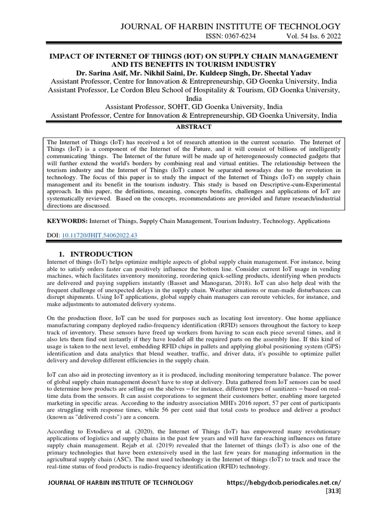 IoT's Impact on Supply Chain in Tourism | PDF | Internet Of Things ...