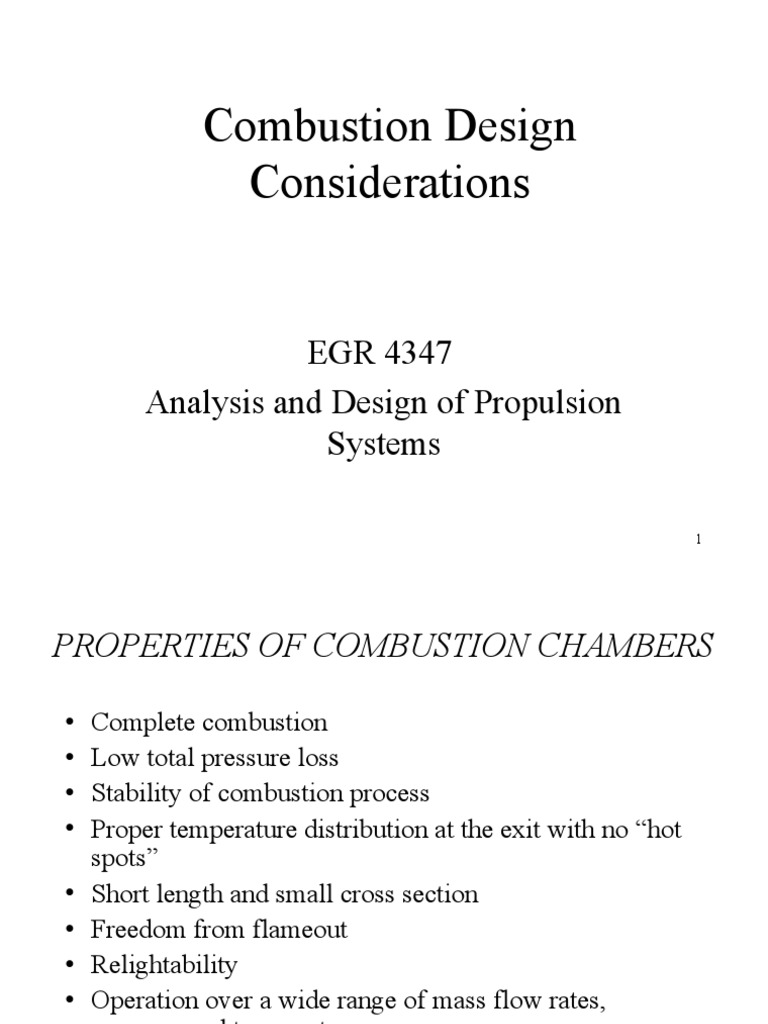 Combustion Design Considerations: EGR 4347 Analysis and Design of ...
