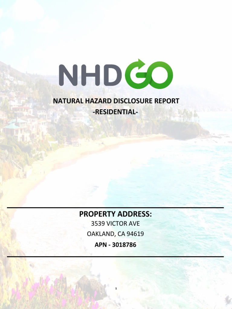 Natural Hazard Disclosure Report Residential Property Address PDF