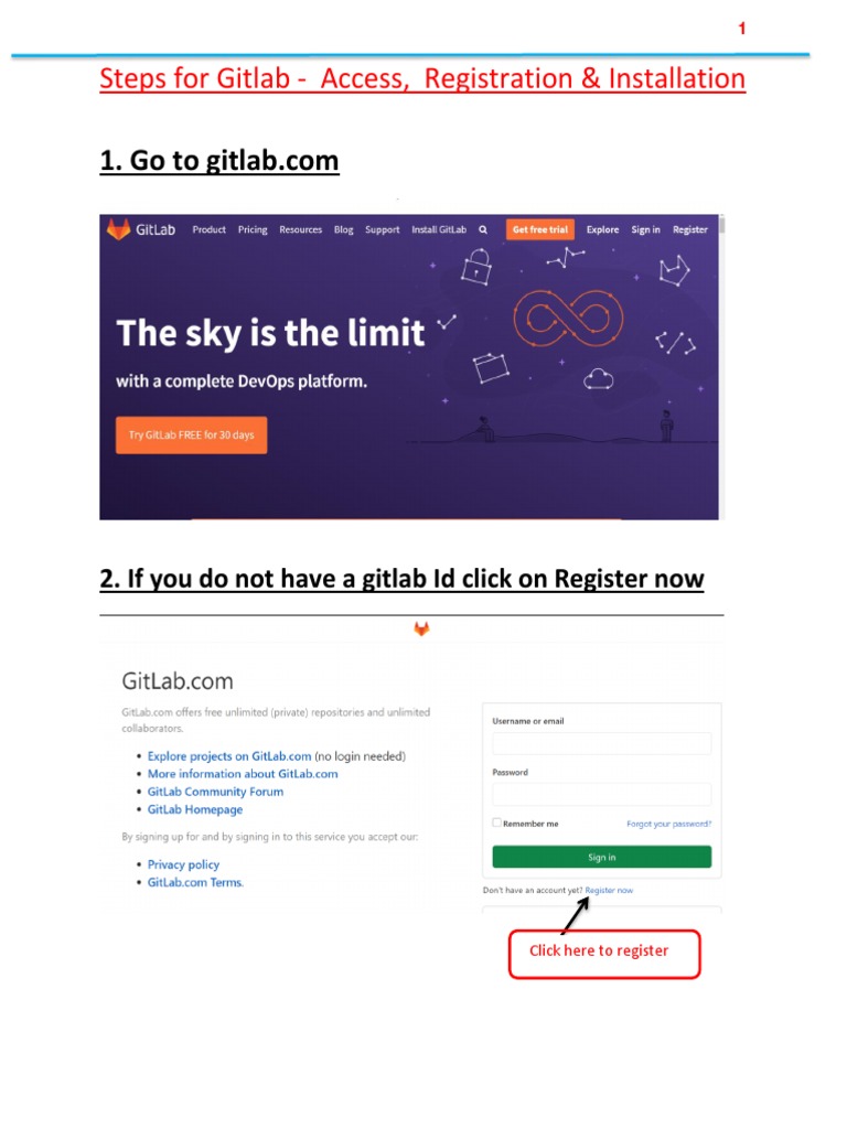 Steps For Gitlab Access, Registration & Installation 2. If You Do