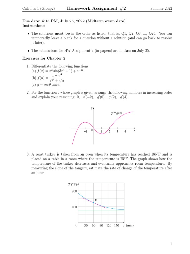 Calculus 1 Homework #2 Solutions | PDF | Derivative | Tangent