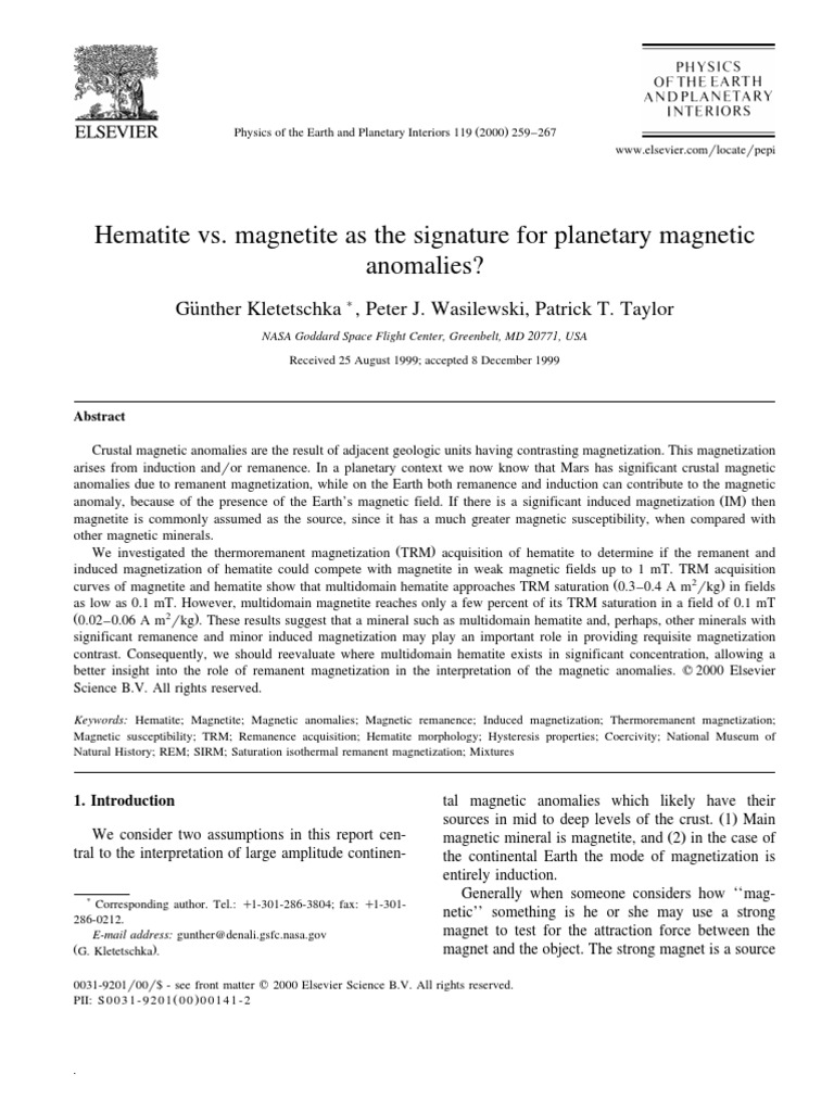 Hematite vs. Magnetite in Magnetic Anomalies | PDF | Magnetometer ...