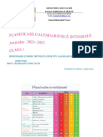 Planificare Calendaristică Integrată Clasa I