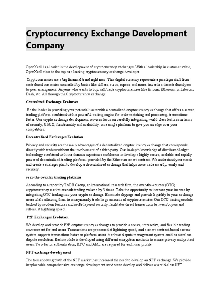 Cryptocurrency Exchange Development Guide | PDF | Cryptocurrency ...