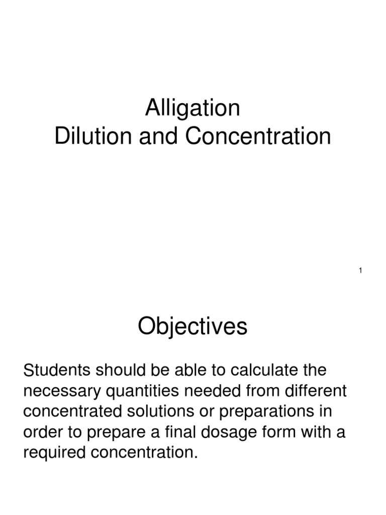 Alligation Dilution and Concentration PDF Mass Concentration