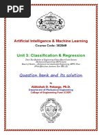 Unit 3: Classification & Regression: Question Bank and Its Solution