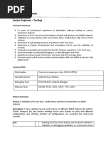 Mantena Lakshmi Senior Engineer - Testing: Technical Summary