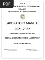 Laboratory Manual 2021-2022: Digital Signal Processing Laboratory