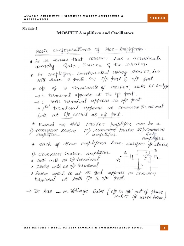 MOSFET Amplifiers & Oscillators | PDF | Electronics | Computing
