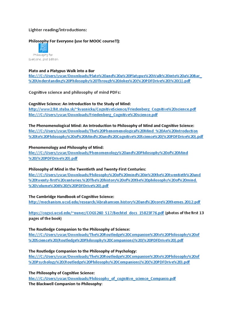 Essential Philosophy and Cognitive Science Resources | PDF | Analytic ...