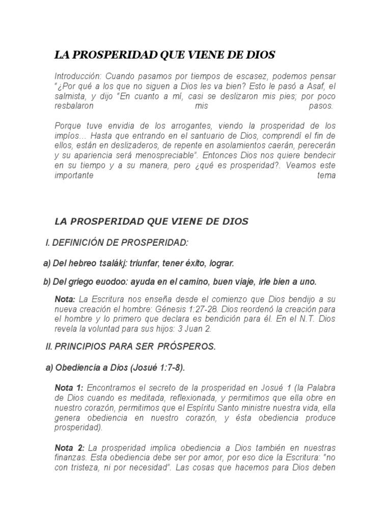 La Prosperidad Que Viene de Dios | PDF | Dios