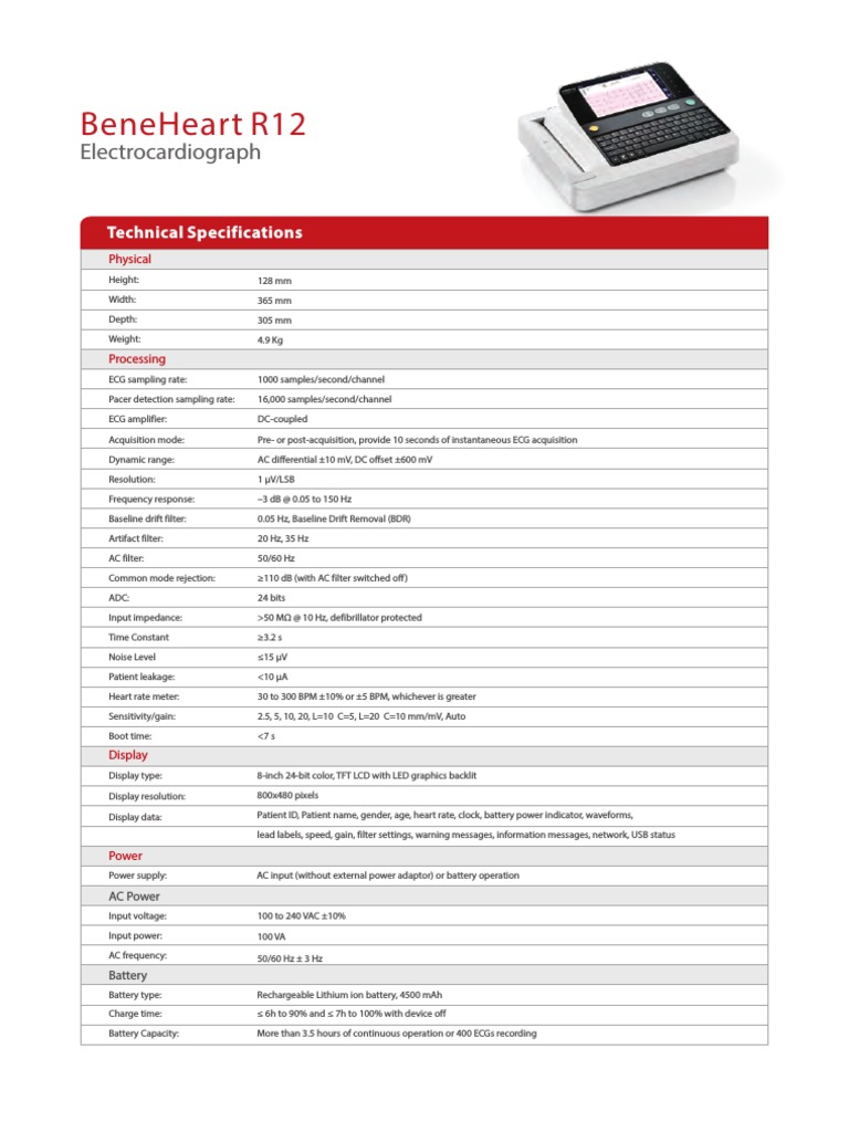 Beneheart R12: Electrocardiograph | PDF | Electrocardiography ...