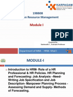 19BB08 Human Resource Management: Department of MBA - HRM-Mod I