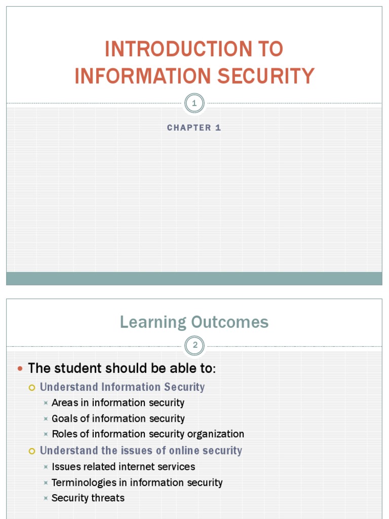 Chapter 1 - Introduction To Network Security | PDF | Information ...