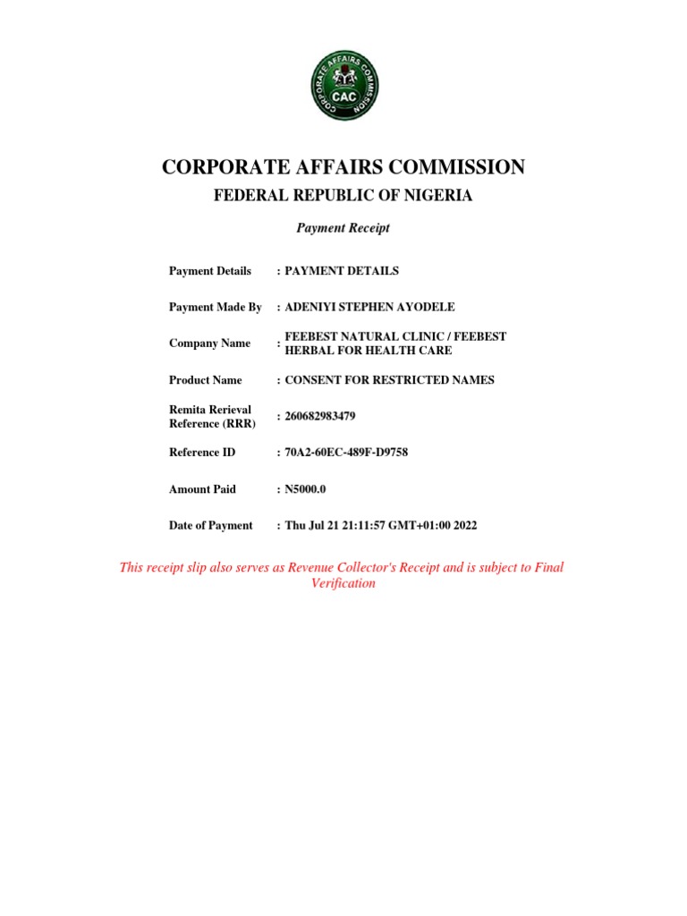 Corporate Affairs Commission: Federal Republic of Nigeria | PDF