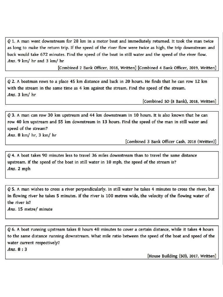 Boat & Stream (Questions) PDF
