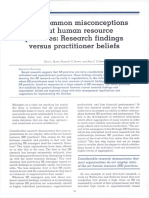 Seven Misconceptions About Human Resource Practices (Rynes, Brown, & Colbert, 2002)