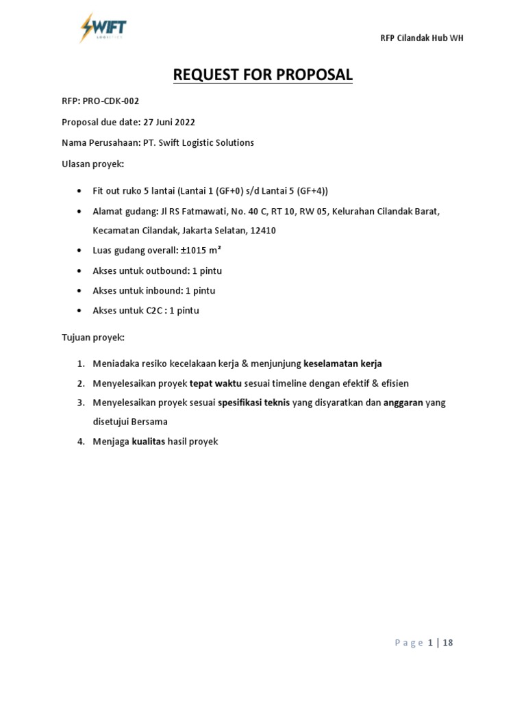 RFP Proyek Cilandak Hub WH | PDF | Teknologi & Rekayasa