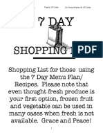 7 Day Diet Plan Shopping List