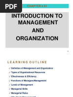 Introduction To Management AND Organization: Chapter # 01