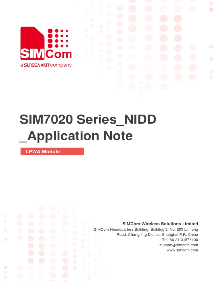 SIM7020 Series - NIDD - Application Note - V1.01 | PDF | Transmission ...