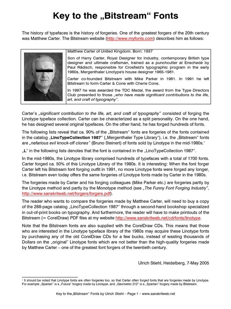 Stiehl, U. - Key To The Bitstream Fonts | PDF | Sans Serif | Typography