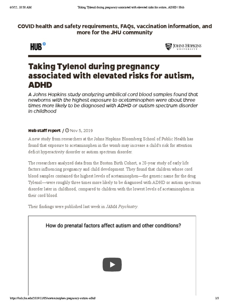 Taking Tylenol During Pregnancy Associated With Elevated Risks For