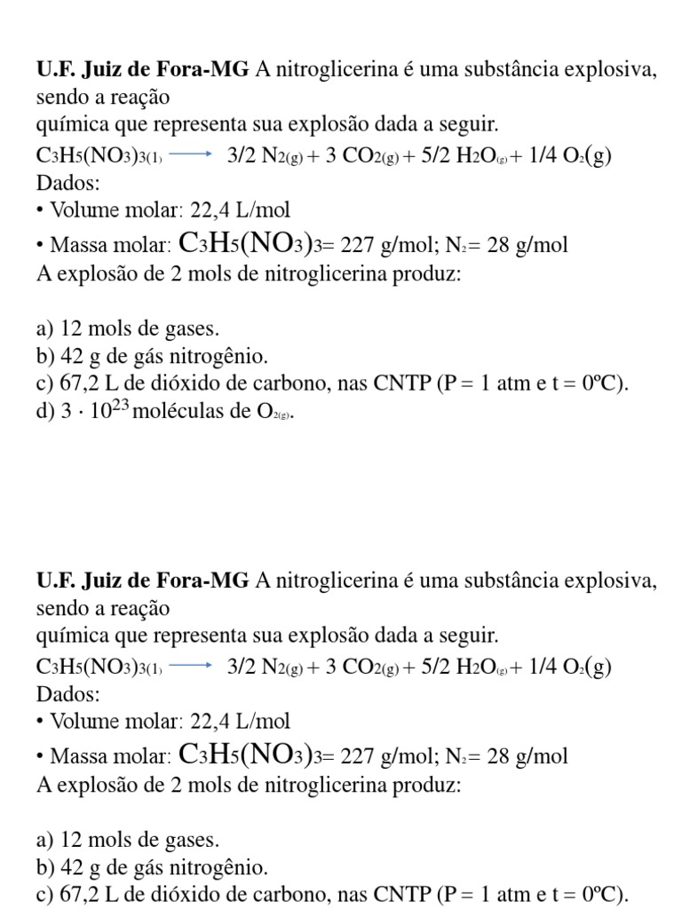 Massa Molar do Nitrogênio e Reações | PDF | Gases | Pressão
