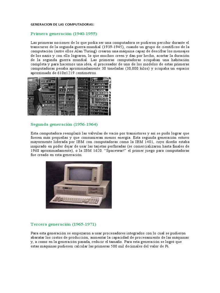 Generacion de Las Computadoras | Download grátis PDF | Microprocesador ...