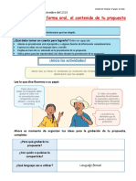 1-Comparte, en Forma Oral, El Contenido de Tu Propuesta