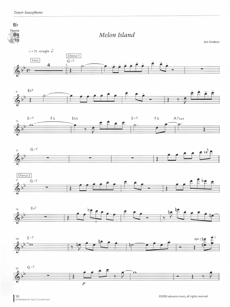 Melon Island Intermediate Jazz Conception Jim Snidero BB PDF