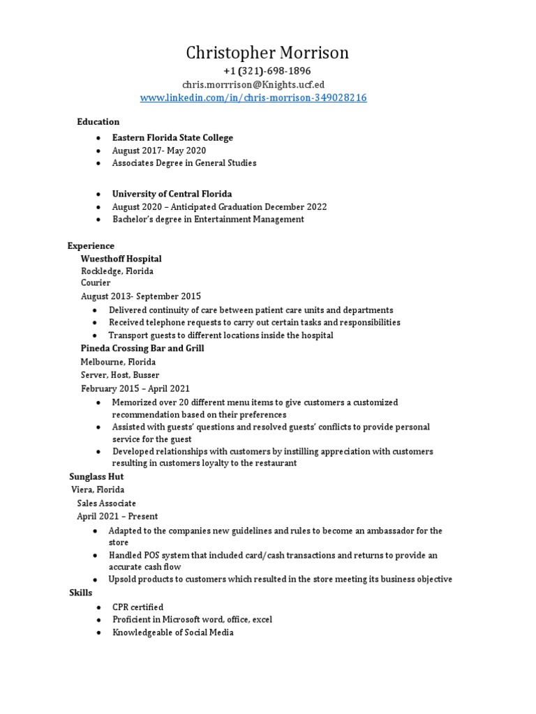 Vip Host Resume | PDF | Business | Finance & Money Management