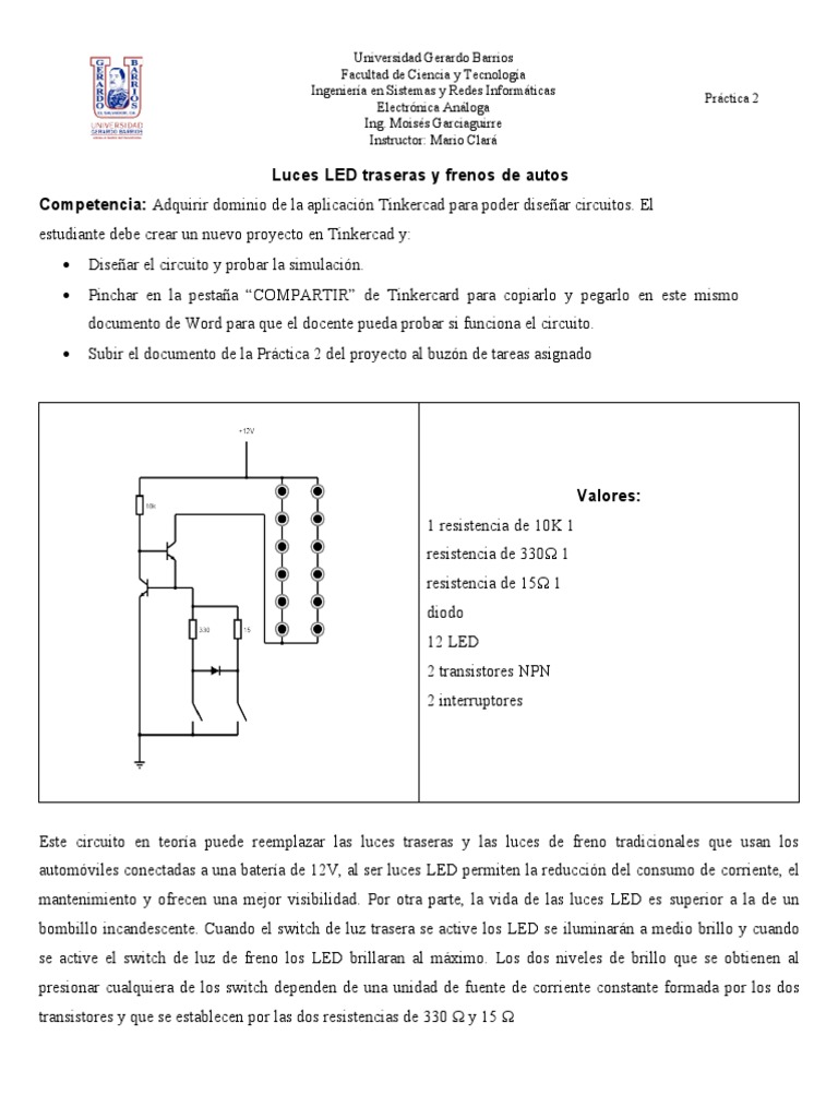 Practica 2 | PDF | Electrónica | Diodo emisor de luz