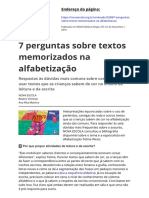 7 Perguntas Sobre Textos Memorizados Na Alfabetizacao