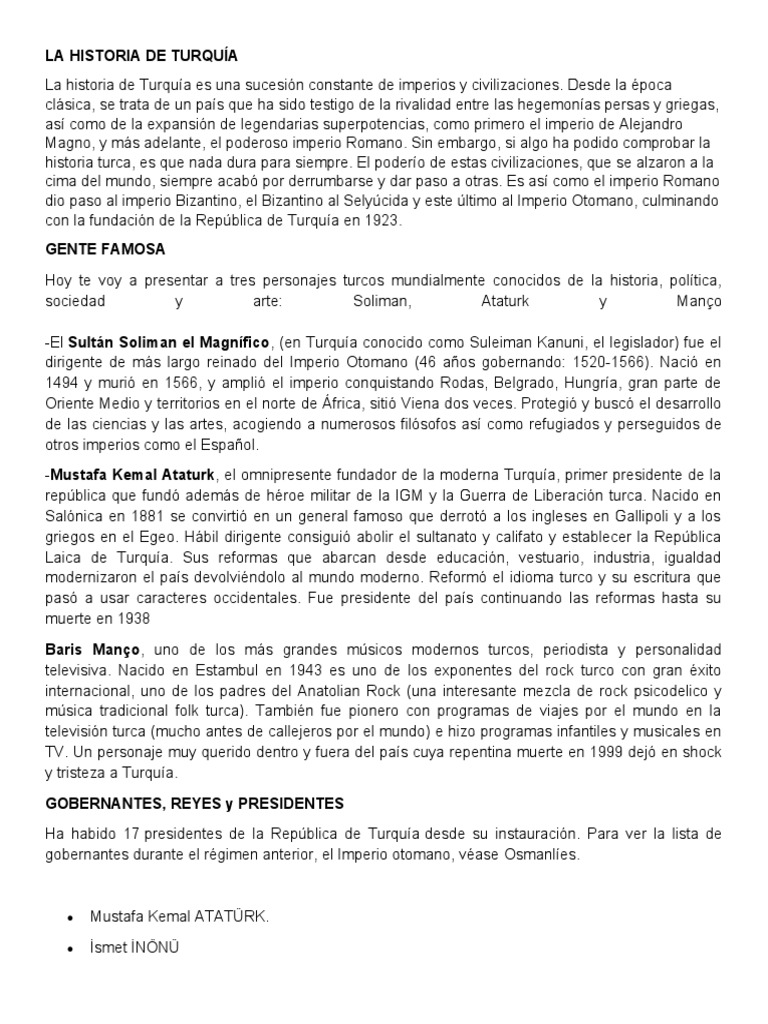 Resumen de la Historia de Turquía | PDF | imperio Otomano