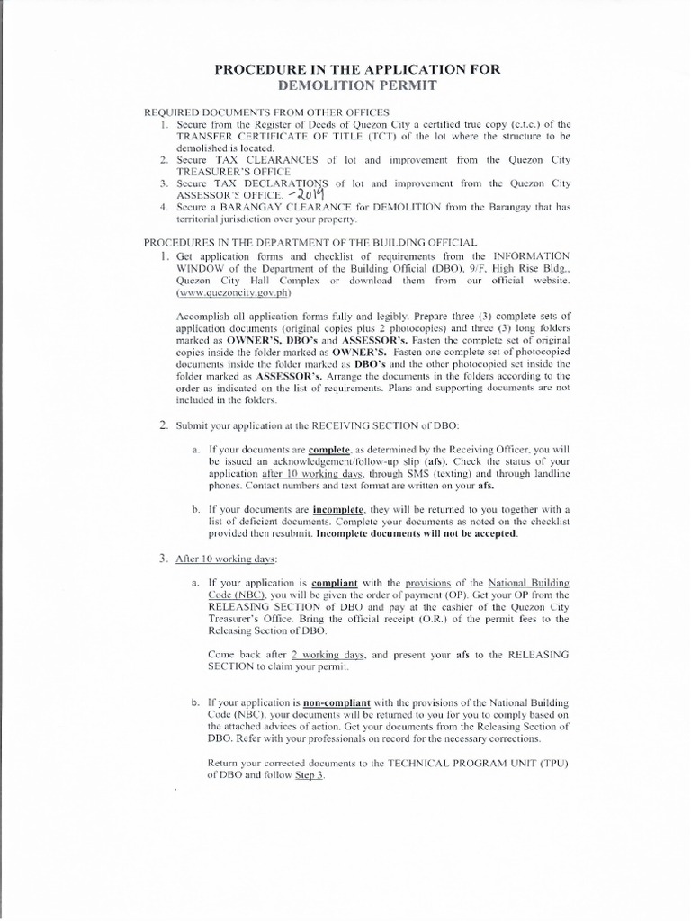 Demolition Requirements QC Govt PDF