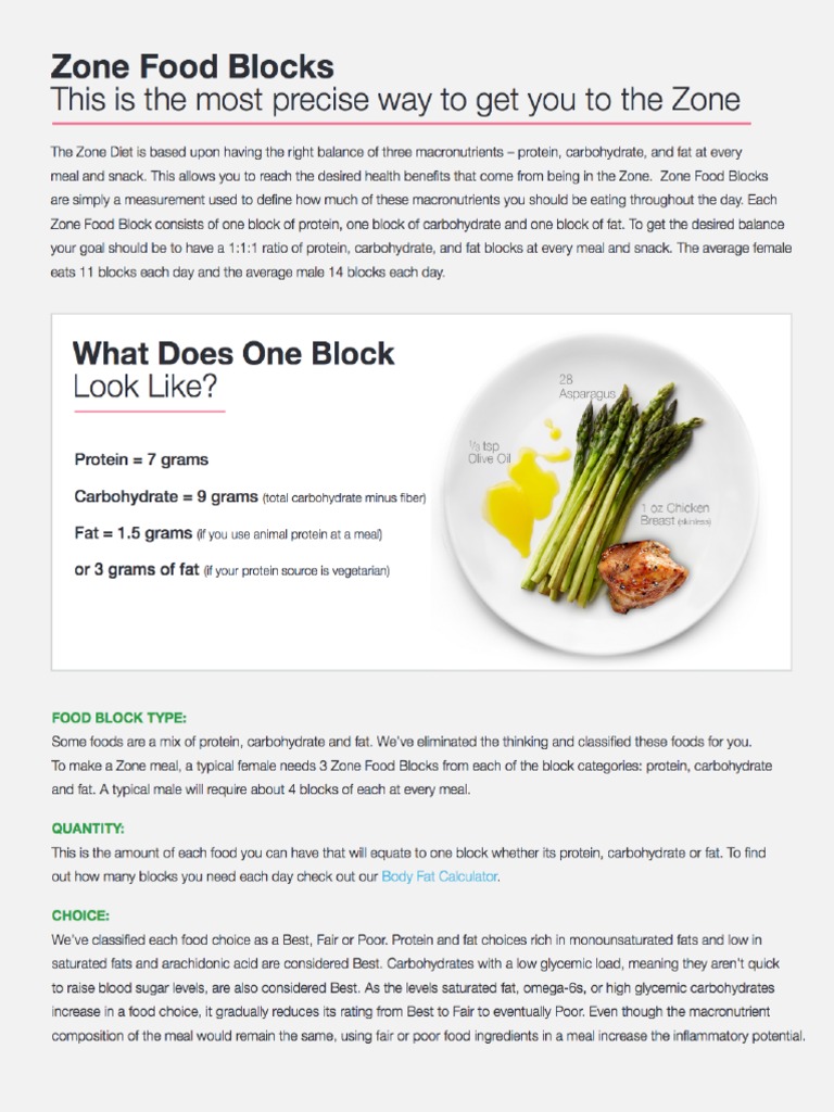 Zone Food Blocks - 19 | PDF