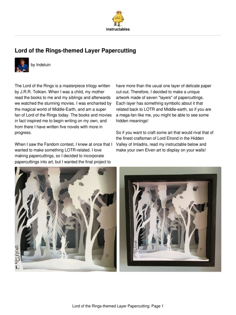 LOTR Layered Papercutting Guide | PDF | English Fantasy Novels | J. R ...