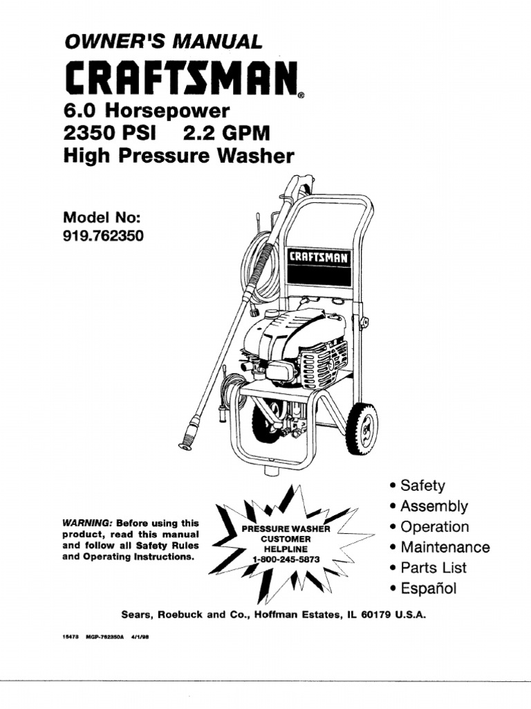 Craftsman Pressure Washer Gasoline Pump